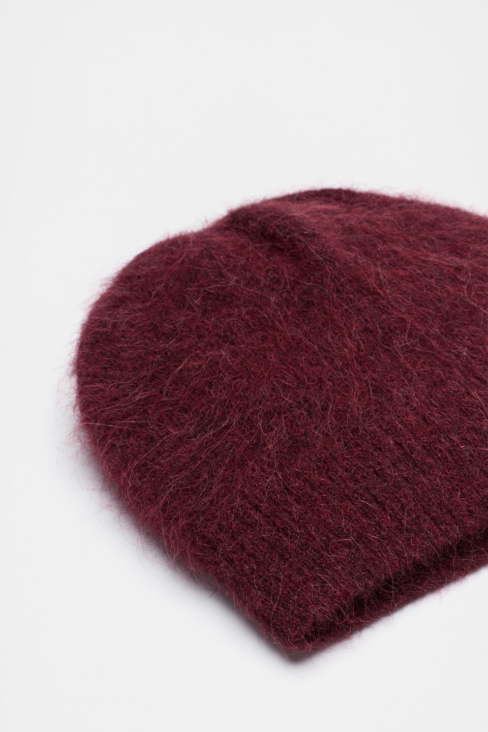Fluffy Textured Beanie  Plum Red Marle
