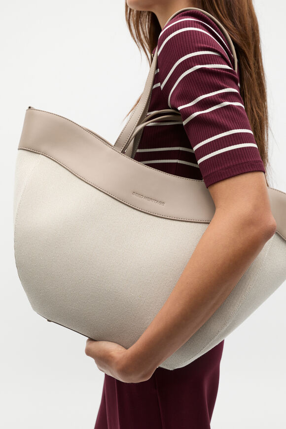 Textured Curved Tote  Cookie  hi-res