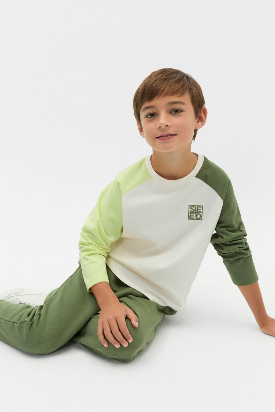 Colourblock Long Sleeve Tee  Classic Cream