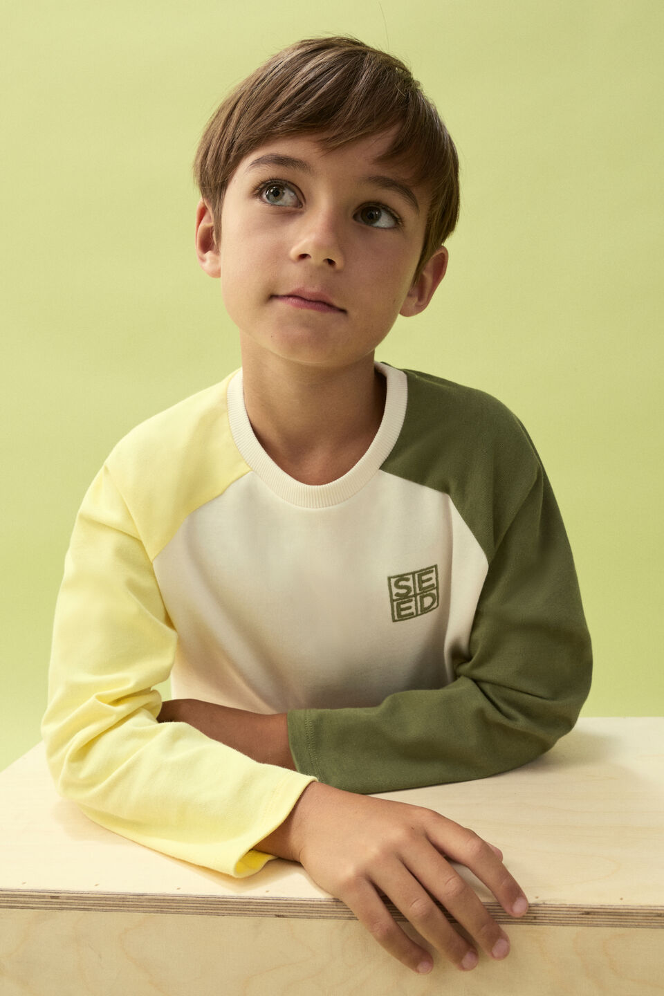 Colourblock Long Sleeve Tee  Classic Cream