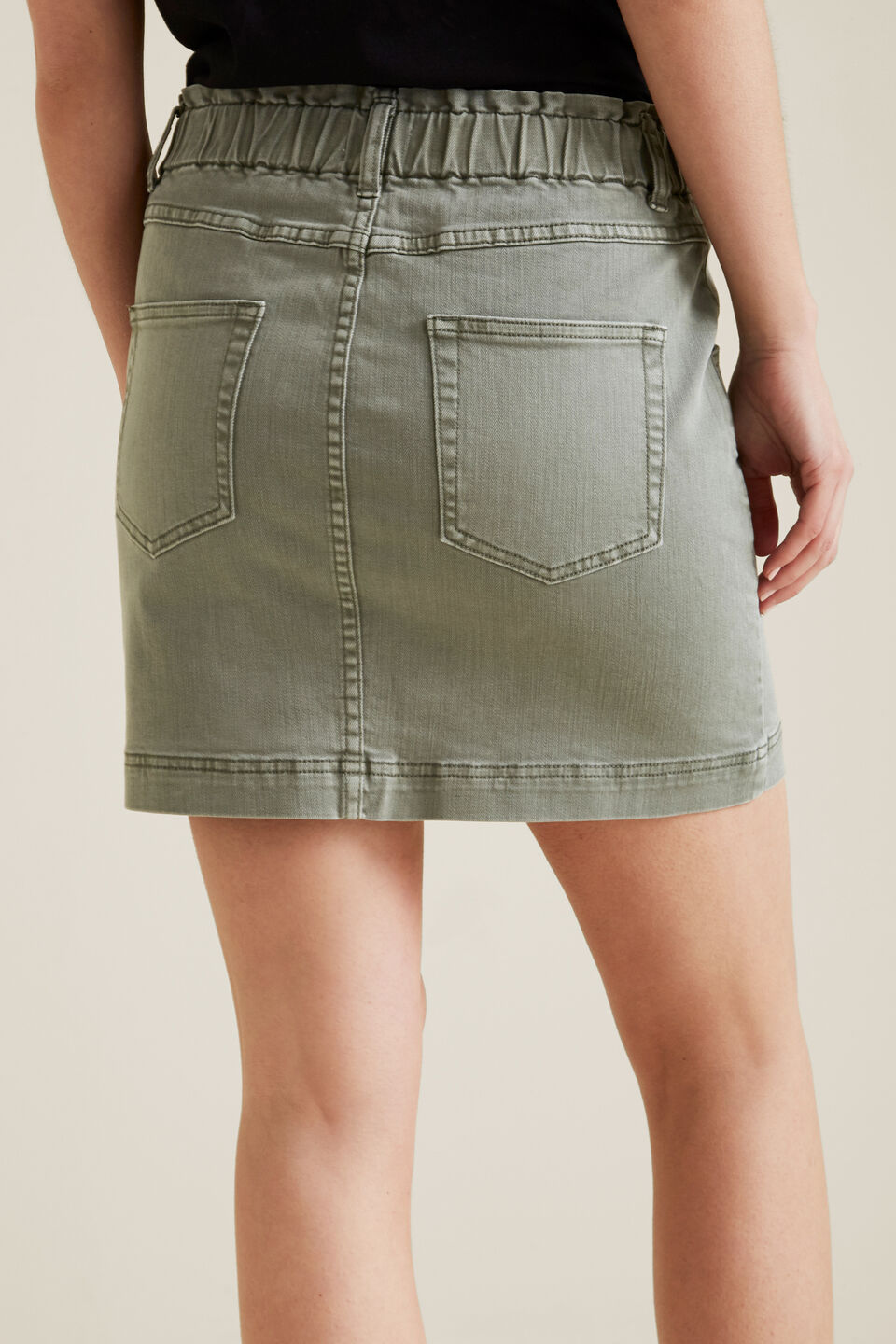 Paperbag Denim Mini Skirt  