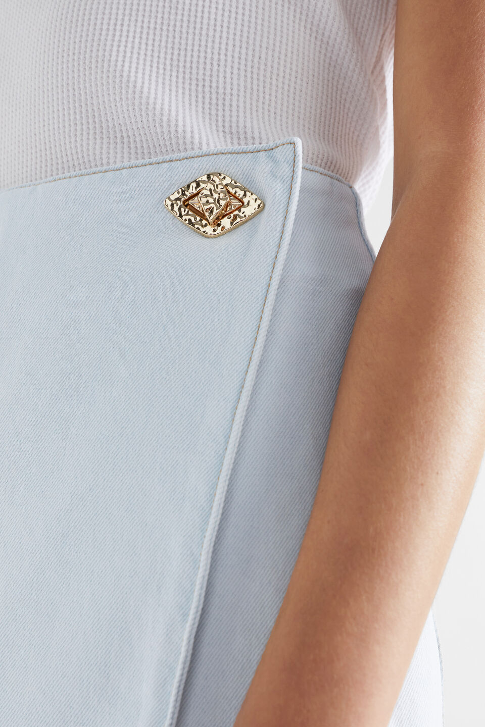 Denim Mini Wrap Skirt  Seafoam Wash