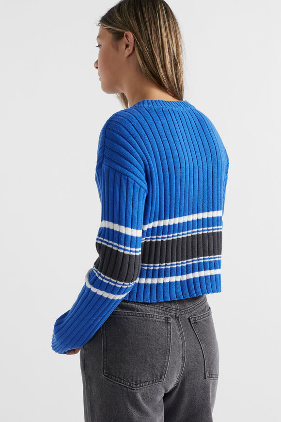 Sporty V Neck Knit  Royal Blue  hi-res