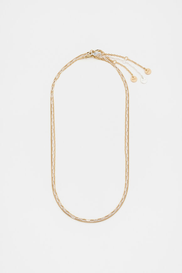 Triple Chain Necklace  Gold Silver  hi-res