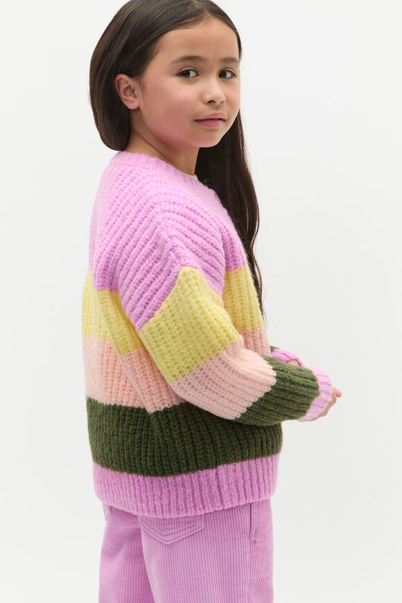 Stripe Knit Cardigan  Fairy Floss  hi-res