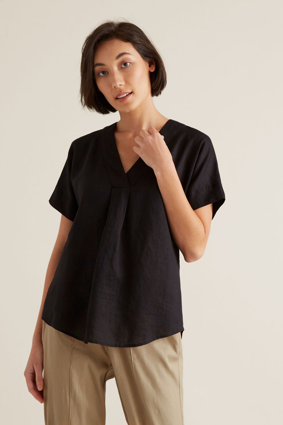 V Neck Linen Top  