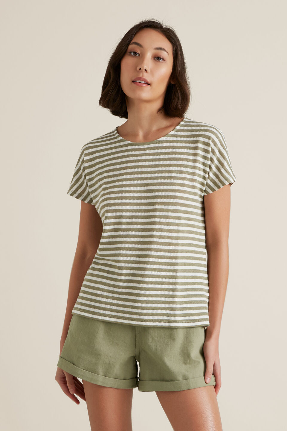 Textured Striped T Shirt  