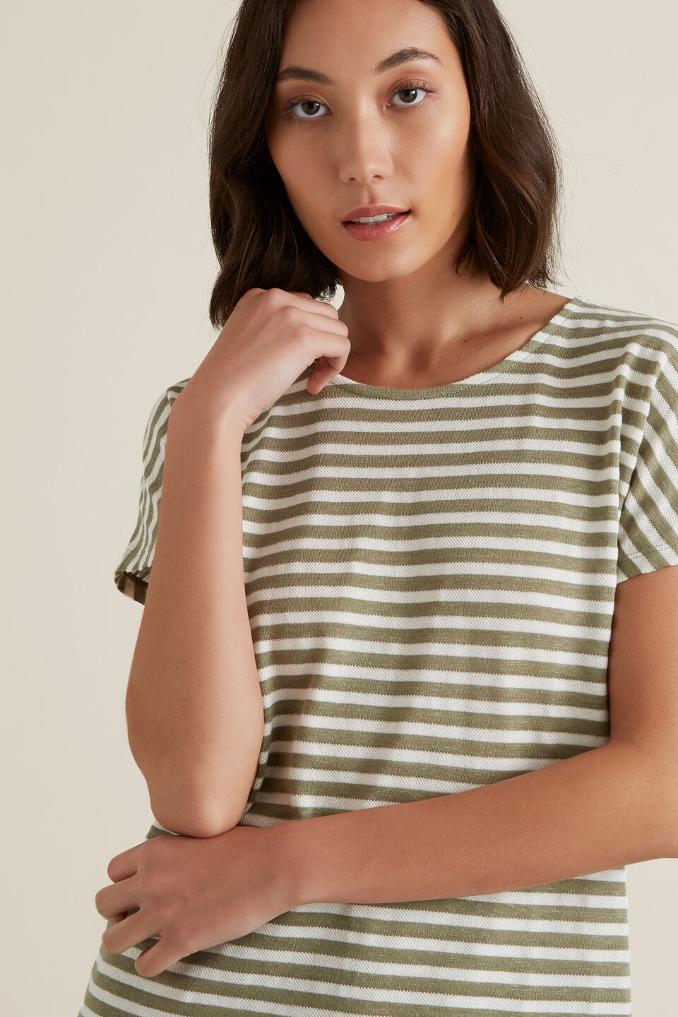 Textured Striped T Shirt  