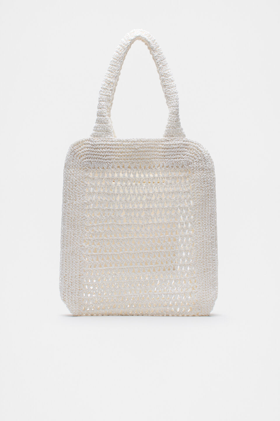 Crochet Straw Tote  White