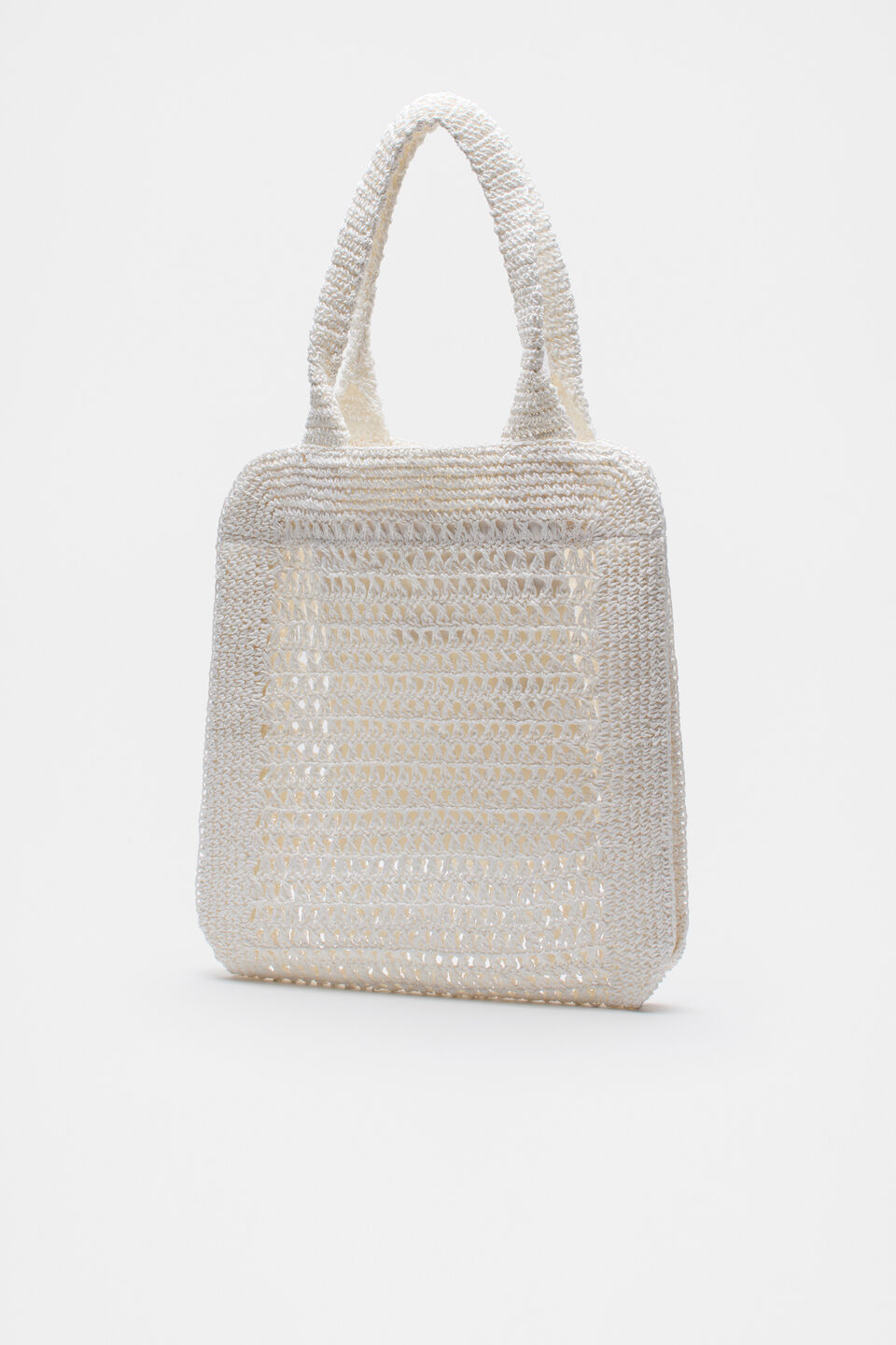 Crochet Straw Tote  White