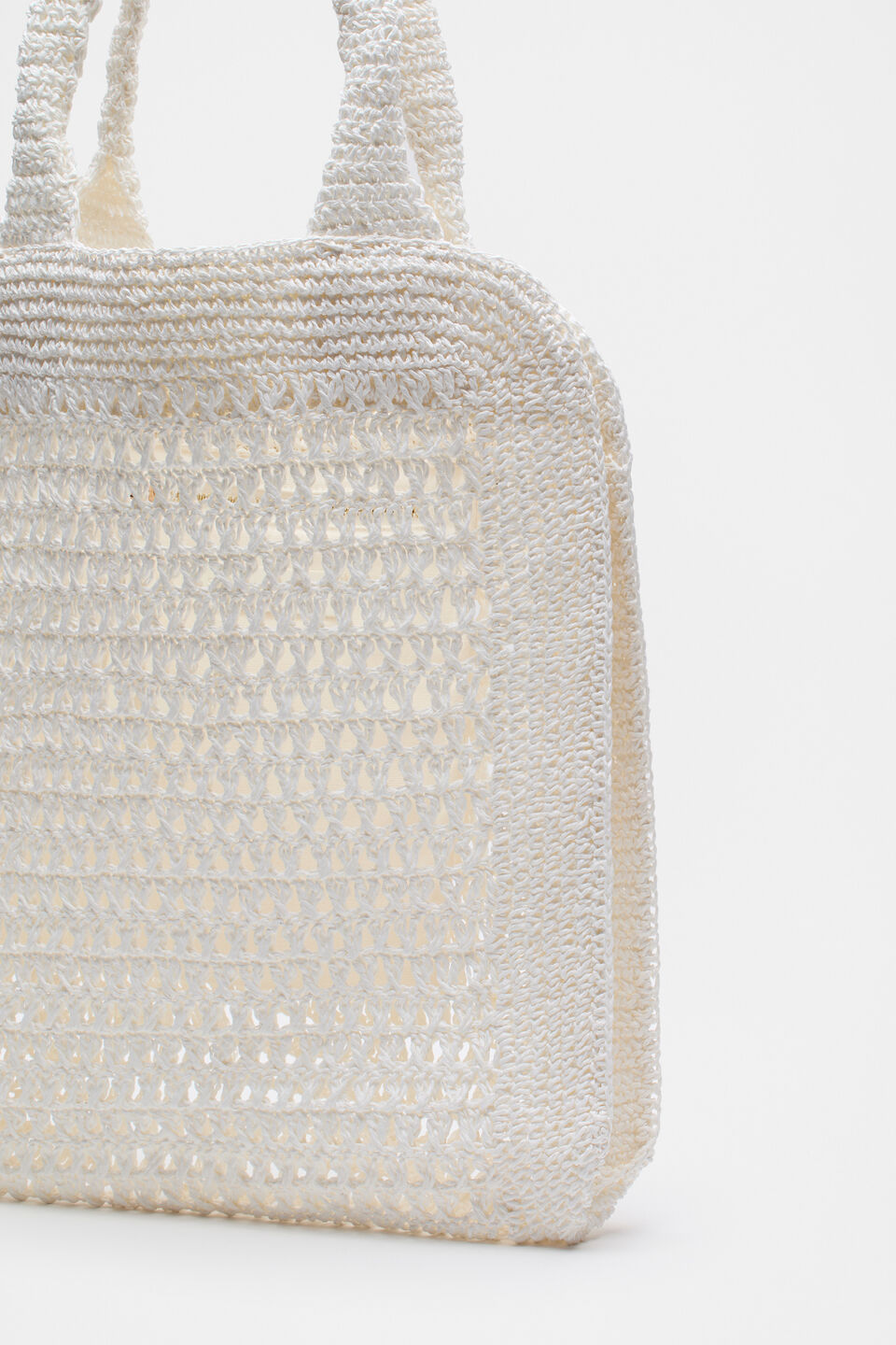Crochet Straw Tote  White