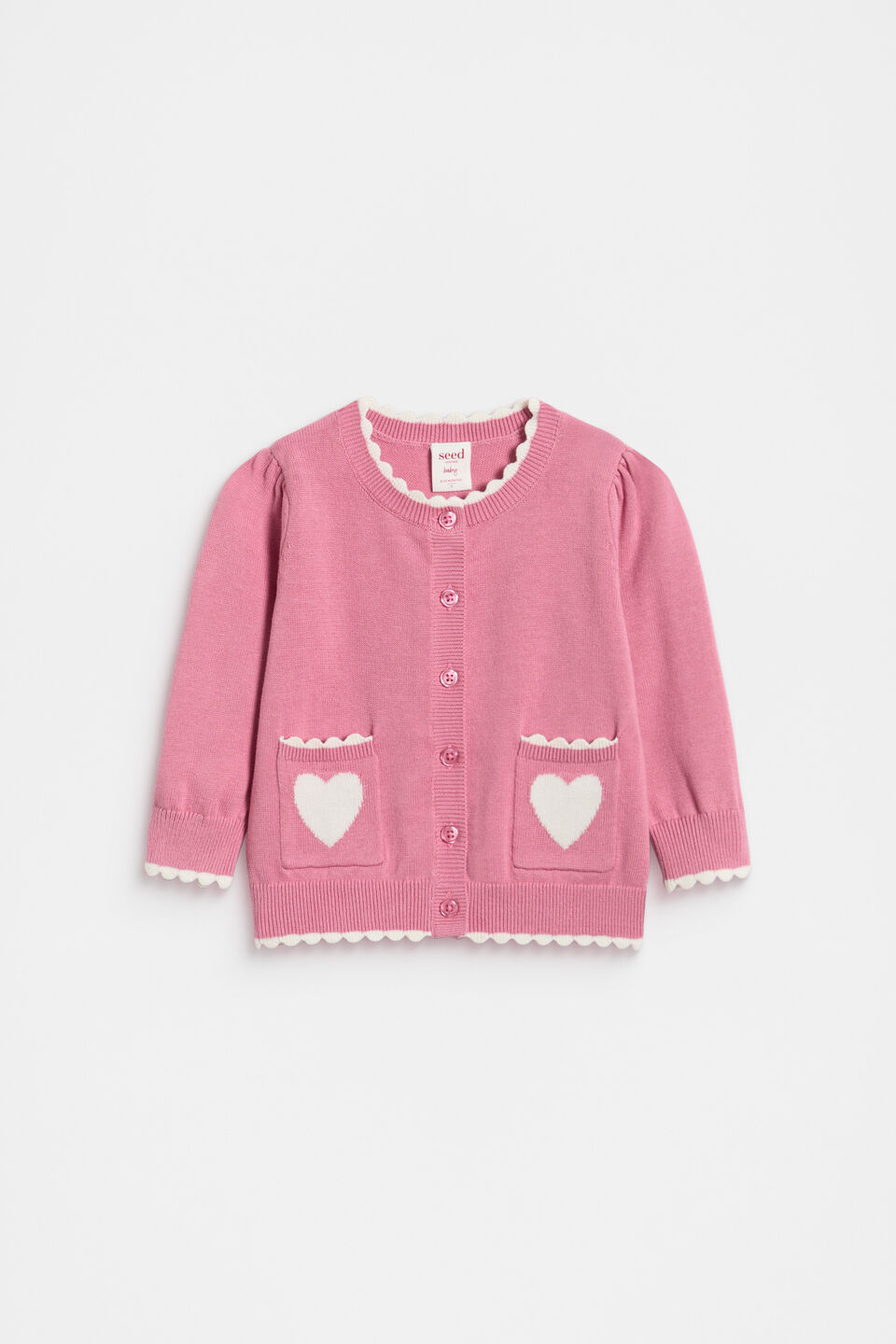 Heart Knit Cardigan  Raspberry