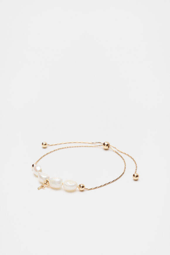 Fine Pearl Initial Bracelet  F  hi-res