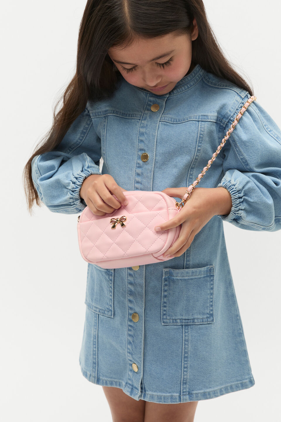 Quilted Bow Bag  Rose Petal