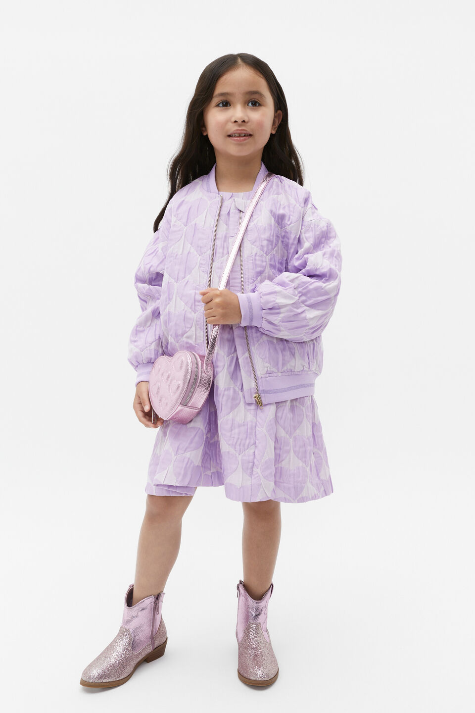 Oversized Heart Bomber  Bright Orchid