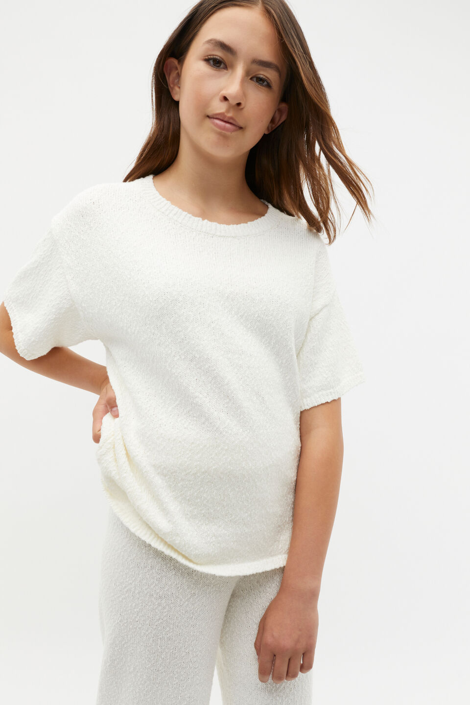 Relaxed Knit Tee  Light Cream