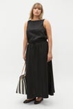 Linen Elasticated Skirt  Black  hi-res