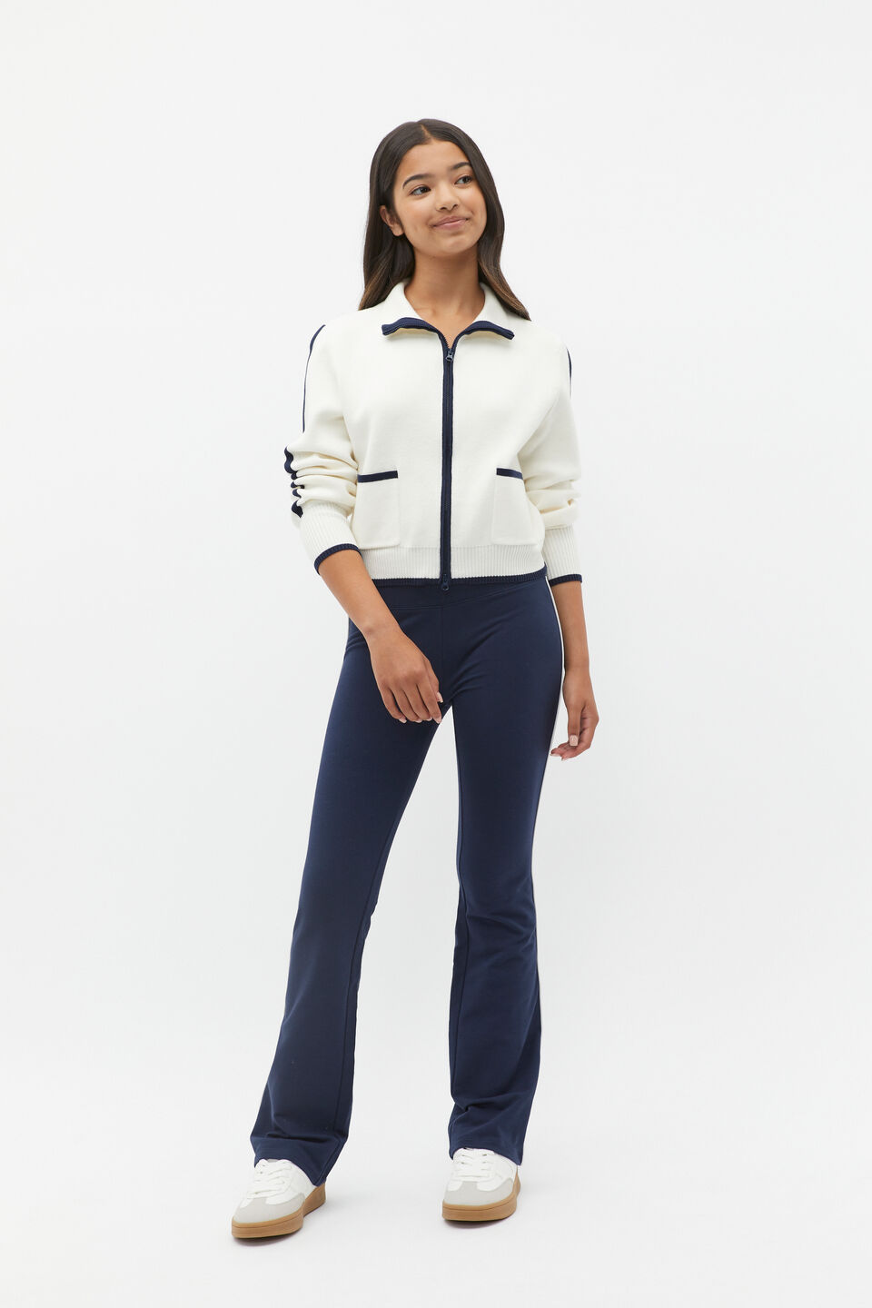 Zip Pocket Cardigan  Light Cream