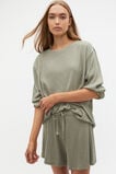 Ribbed Long Sleeve Top And Short PJ Set  Rainforest Marle  hi-res