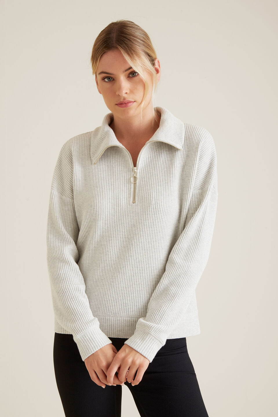 Zip Through Collared Sweater  