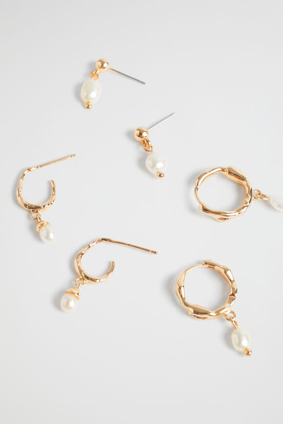 Multi Pearl Ear Pack  Gold  hi-res