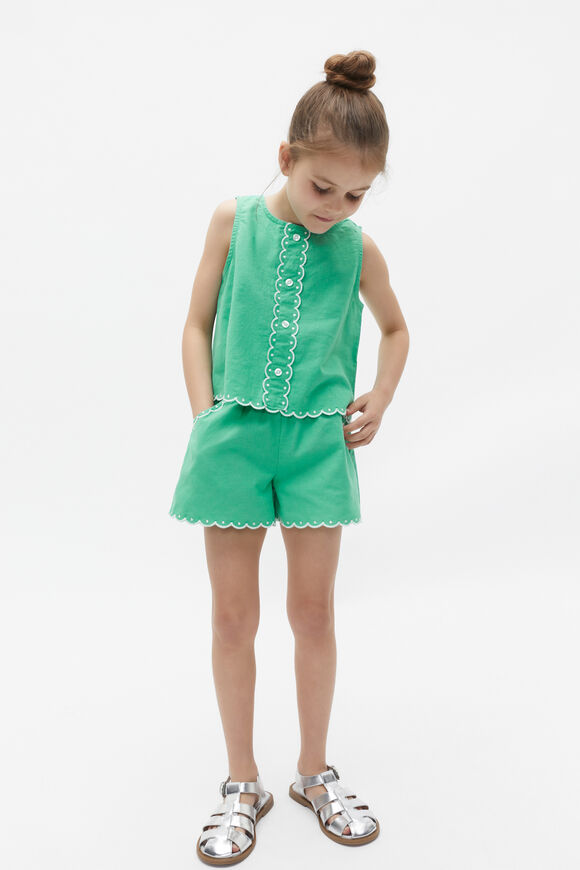 Scallop Trim Top  Deep Emerald  hi-res