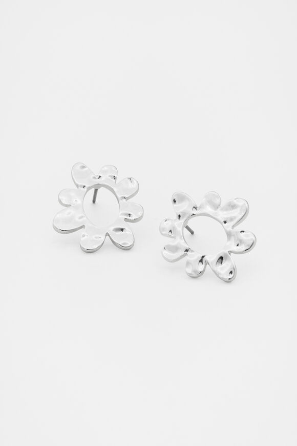 Textured Flower Stud  Silver  hi-res