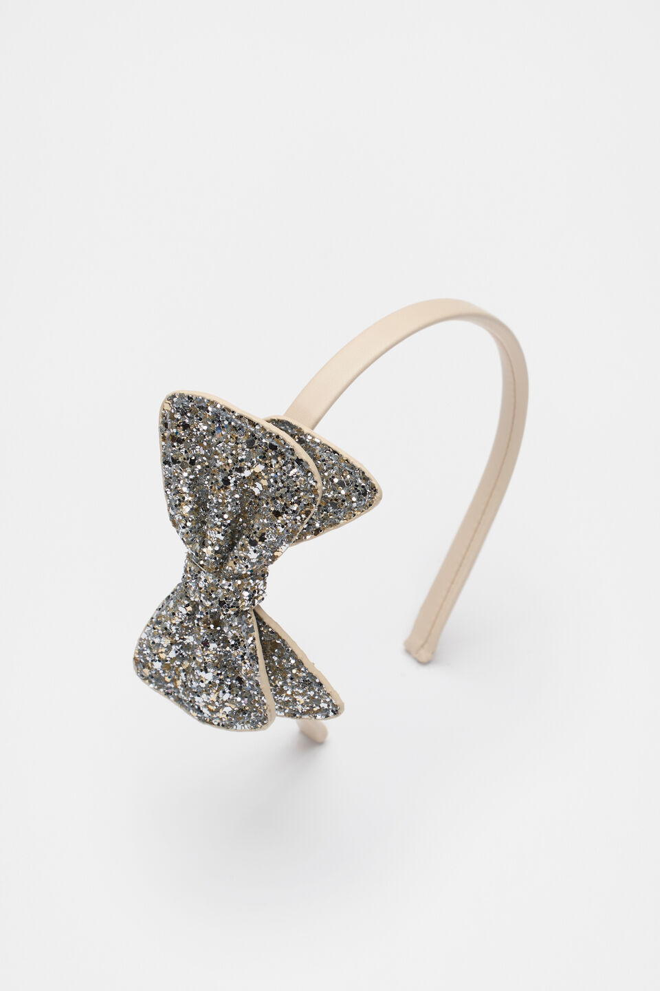 Glitter Bow Headband  Pale Gold