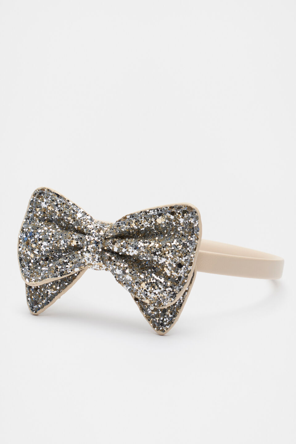 Glitter Bow Headband  Pale Gold