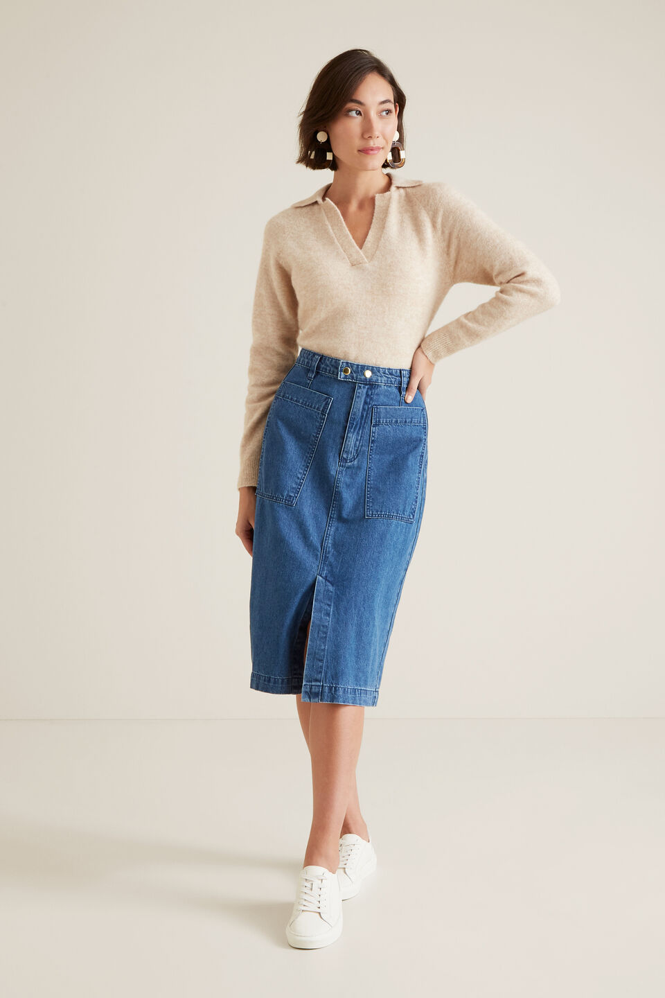 Polo Neck Knit Sweater  