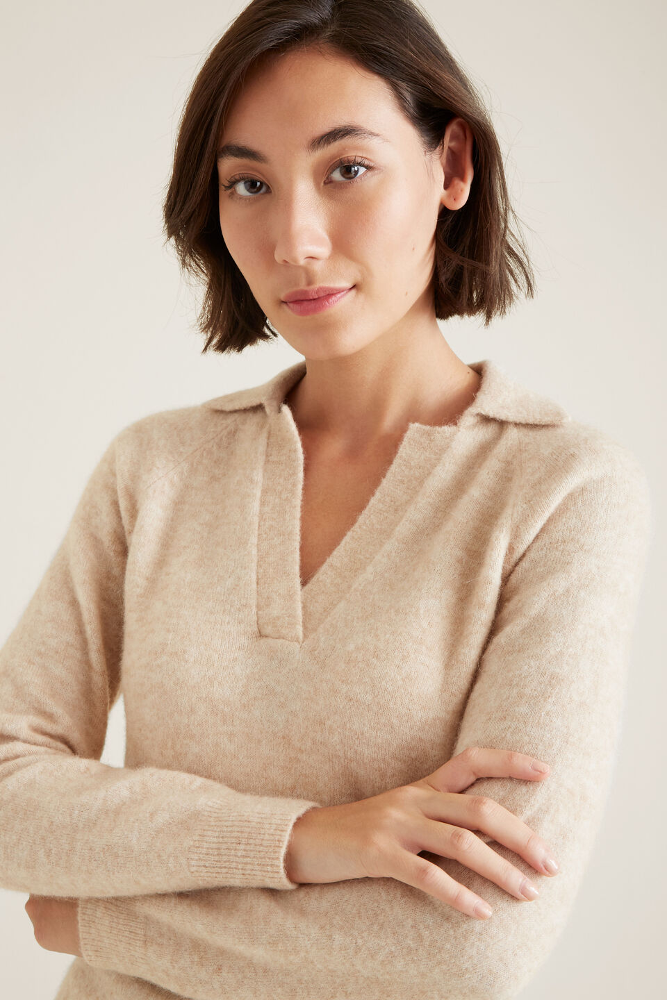 Polo Neck Knit Sweater  