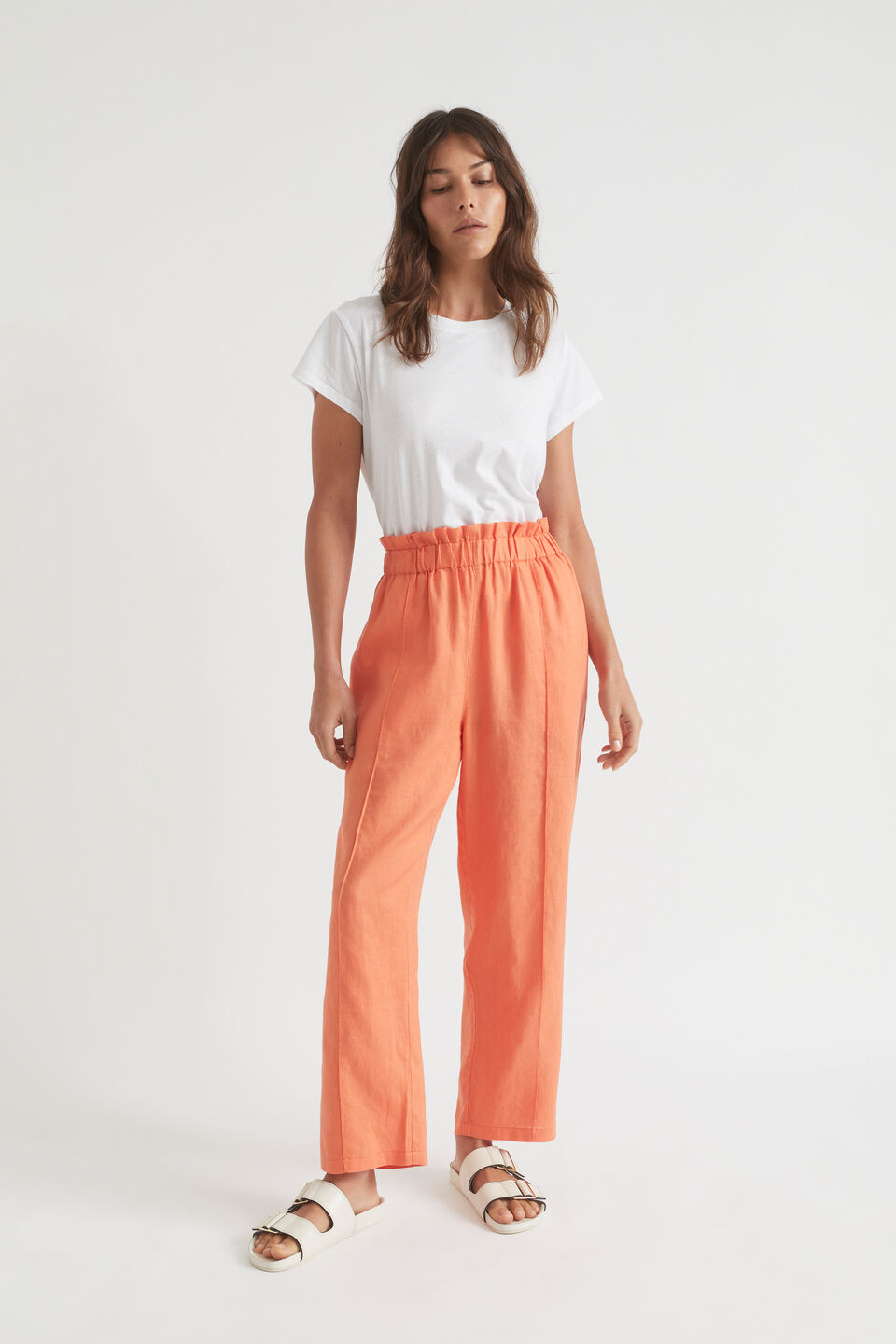 Core Linen Paperbag Pant  Orange Spritz