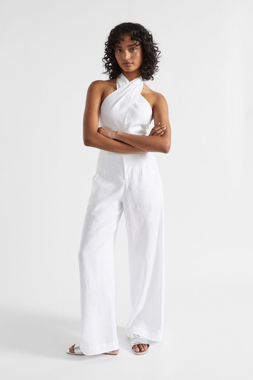 Linen Halter Top  Whisper White