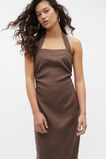 Linen Gathered Halter Maxi Dress  Affogato  hi-res