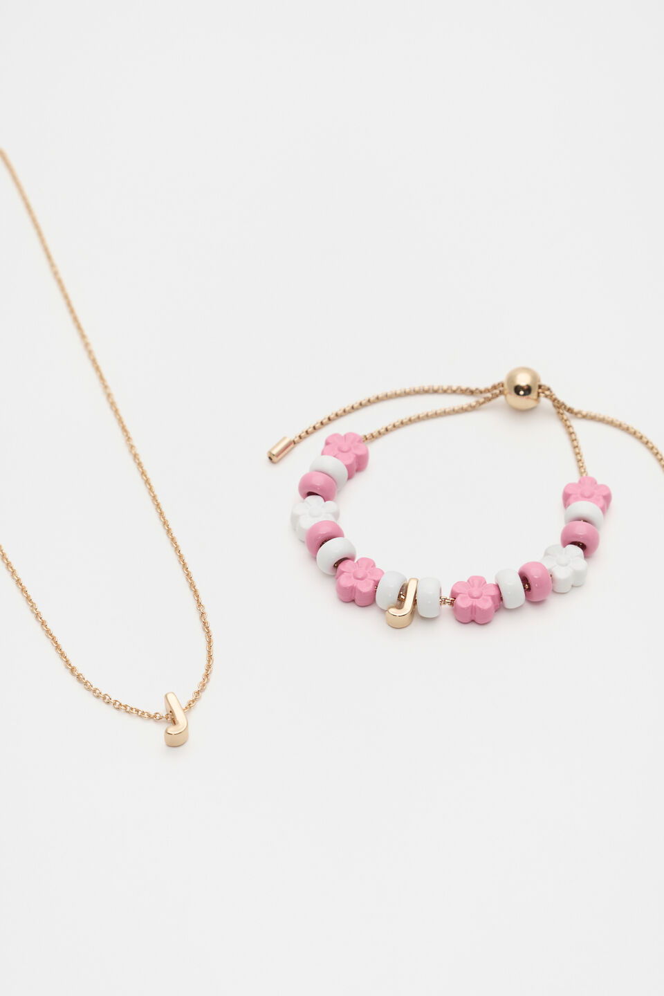 Initial Necklace & Bracelet Set  J