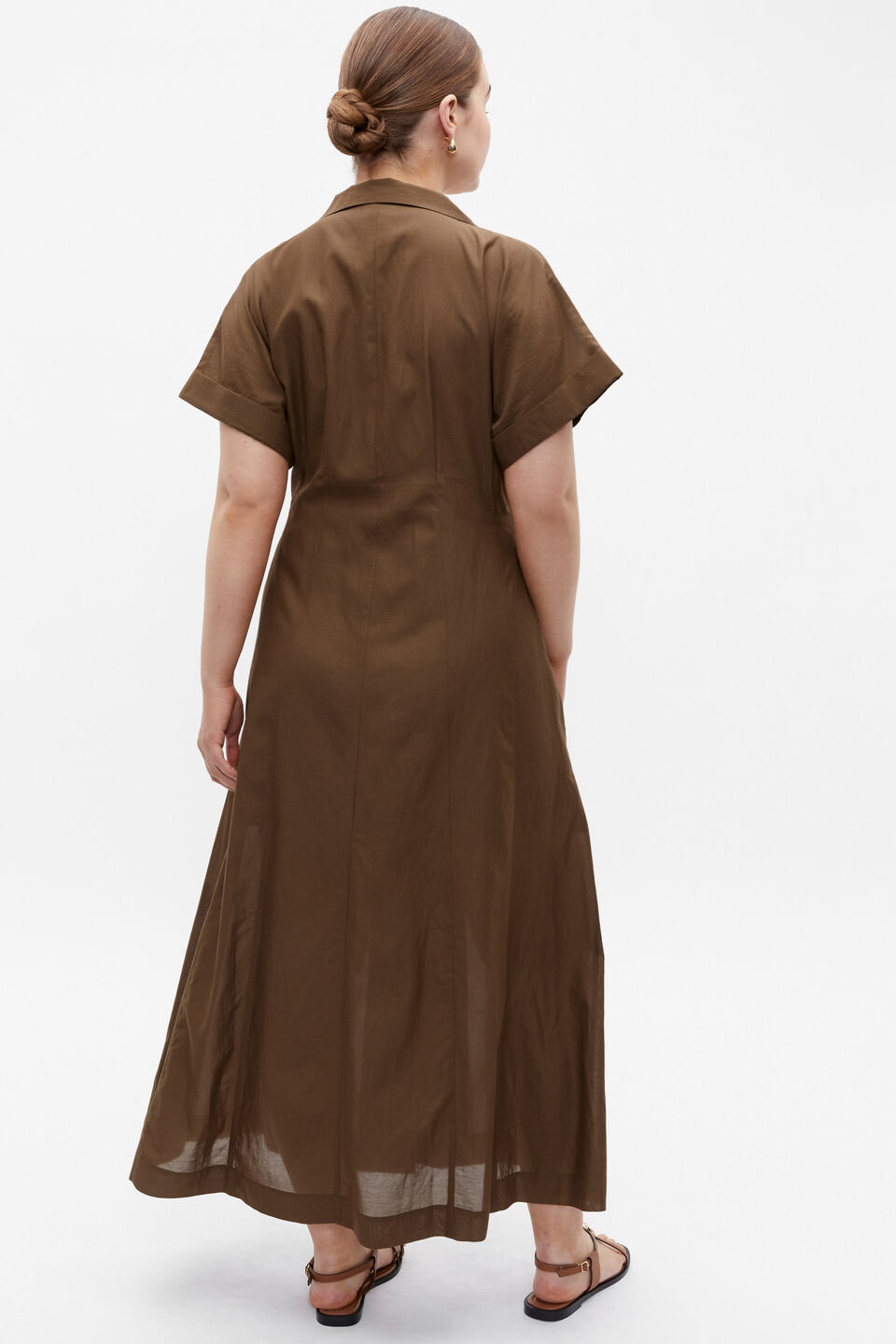 Voile Dart Detail Shirt Dress  Dark Praline