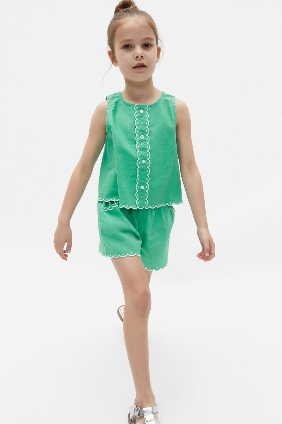 Scallop Trim Top  Deep Emerald