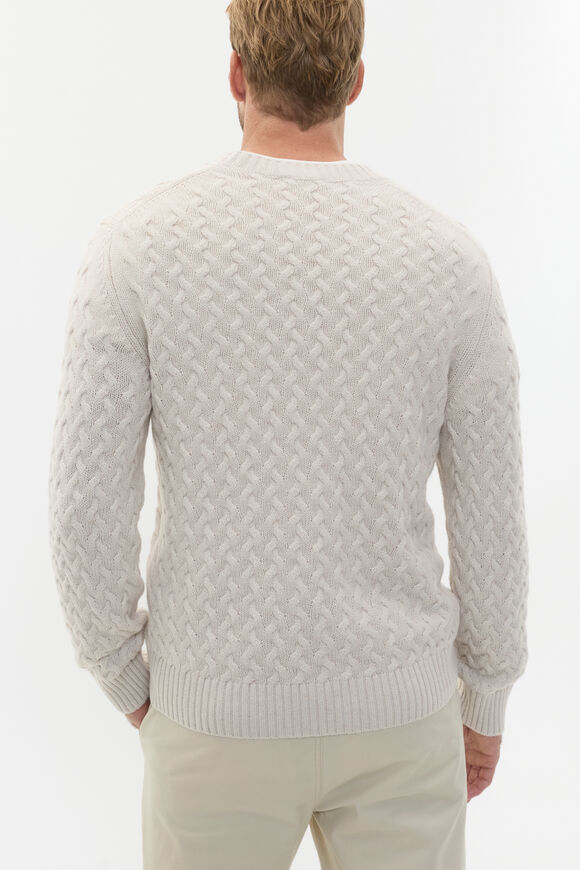 Wool Blend Cable Knit  Cool Stone Marle  hi-res