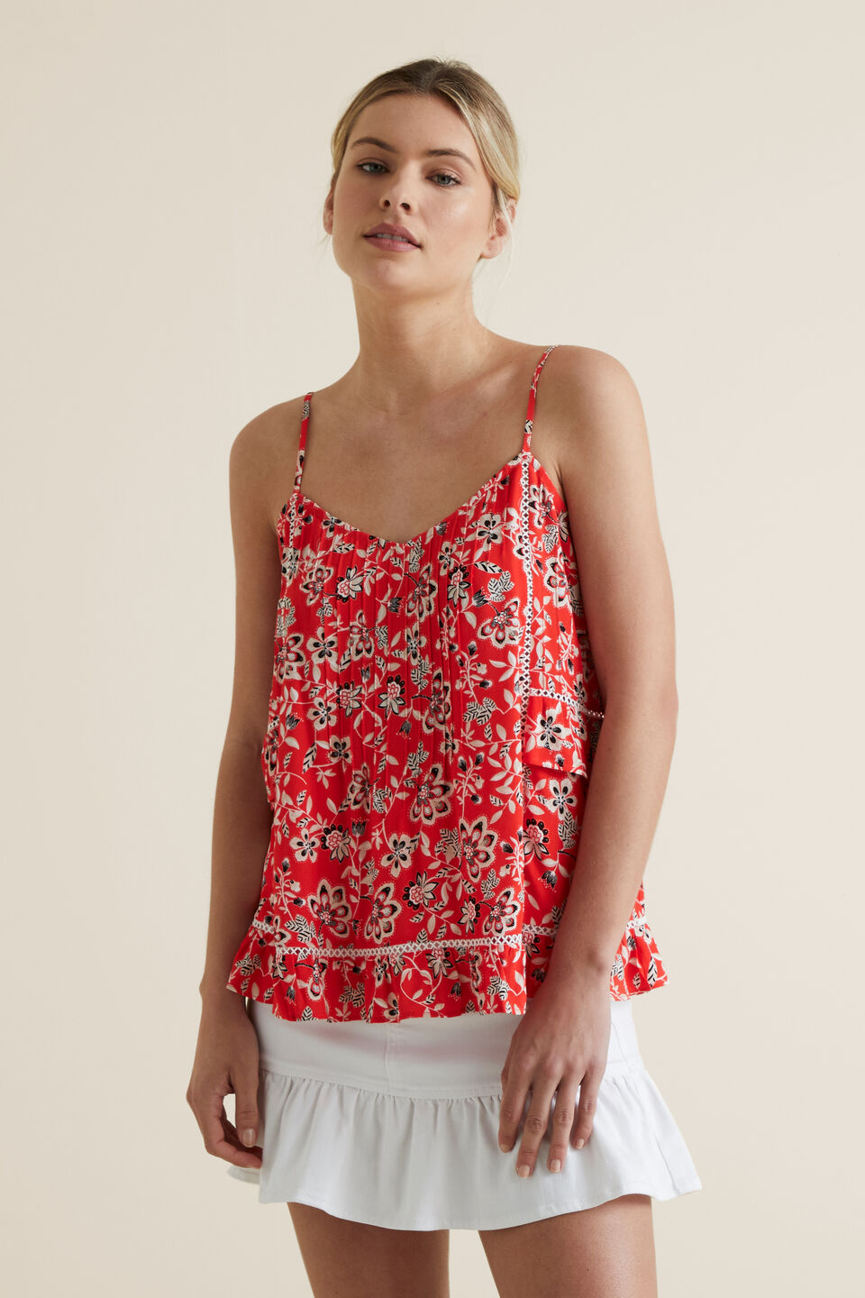 Trim Detail Floral Cami  