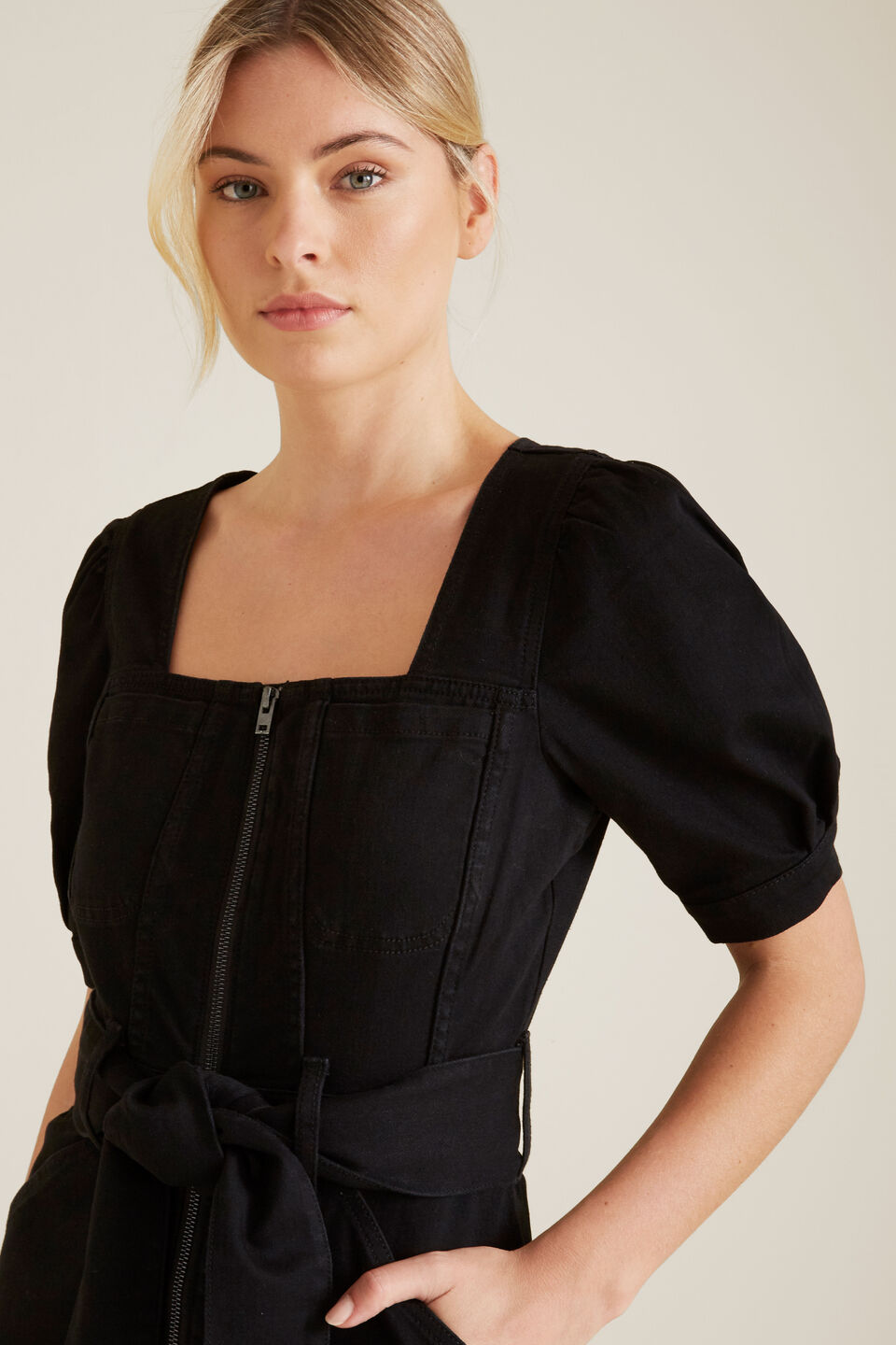 Mini Tie Up Denim Dress  