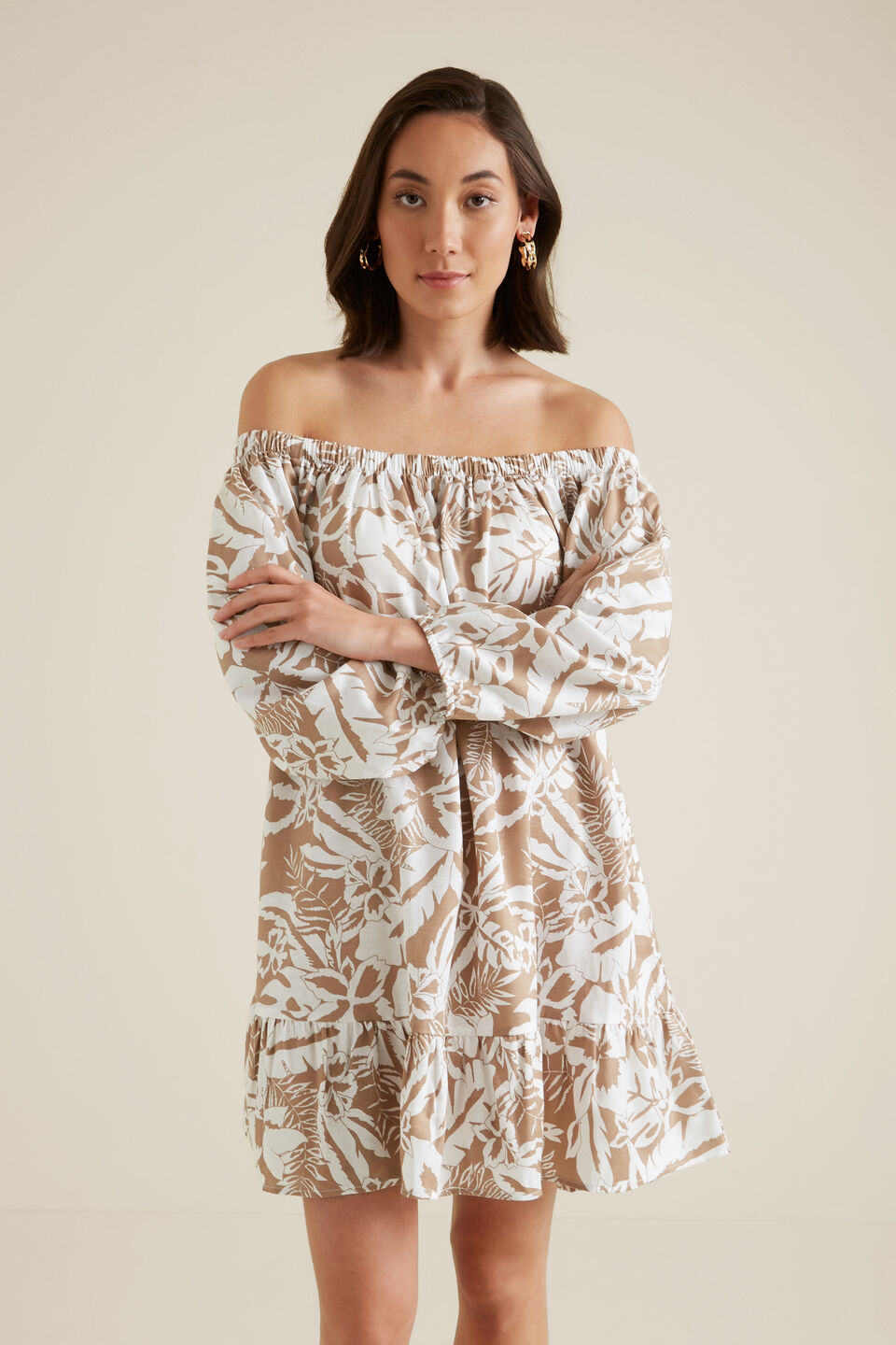 Palm Print Swing Dress  