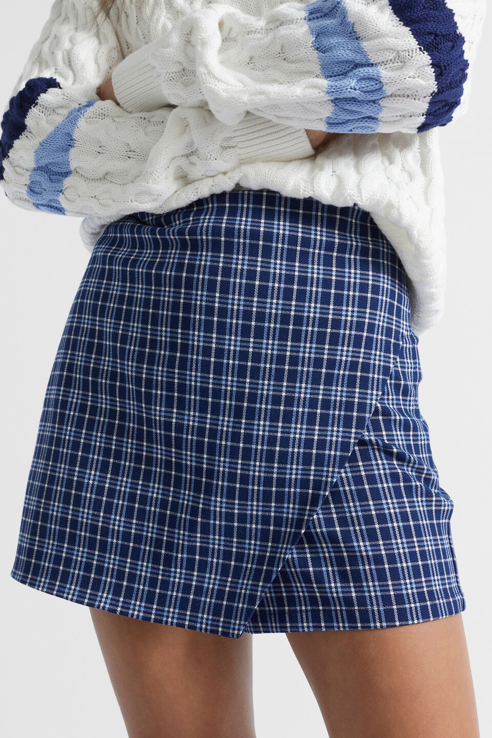 Check Skort  Ink Blue