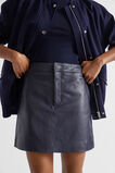 Leather Fly Front Mini Skirt  Midnight Sky  hi-res