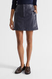 Leather Fly Front Mini Skirt  Midnight Sky  hi-res