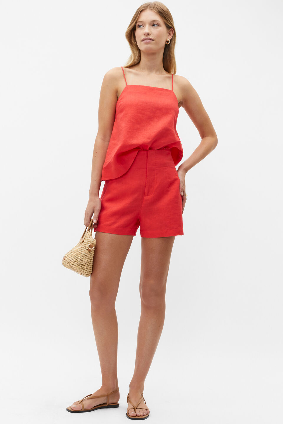 Core Linen Camisole  Strawberry Red