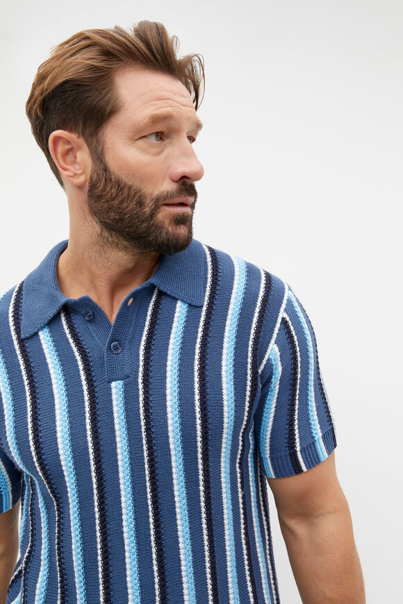 Relaxed Knit Polo  Dusk Blue Multi  hi-res