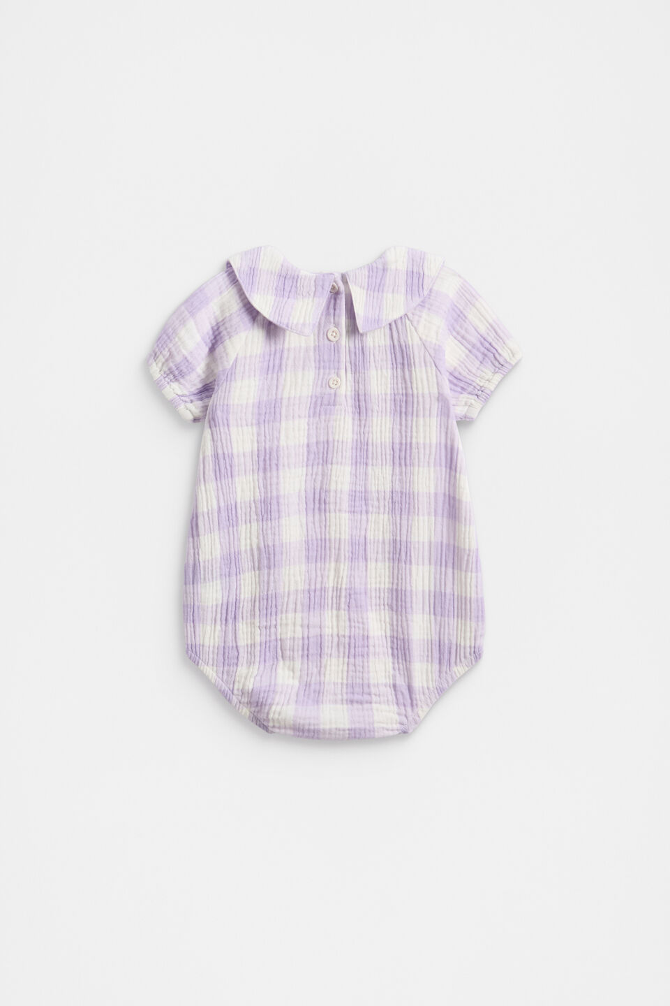 Gingham Collar Romper  Bright Lavender
