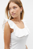 Ruffle Square Neck Tank  Whisper White  hi-res