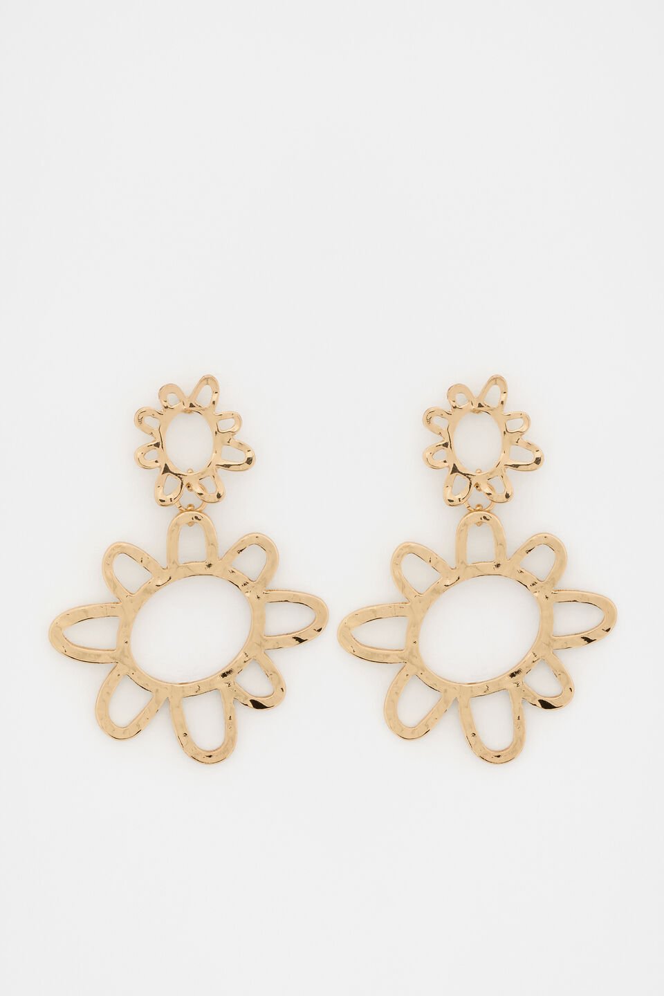 Textured Flower Drop Earring  Gold