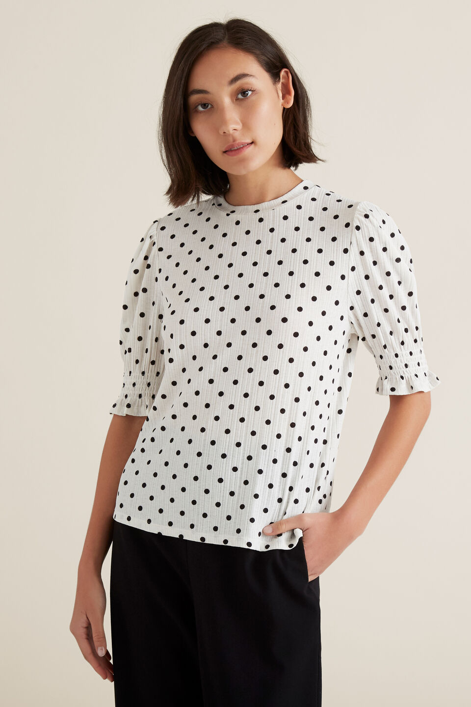 Shirred Sleeve Top  